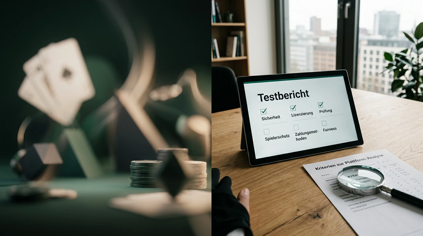 Neutrale redaktionelle Illustration zu Online-Casino, Prüfung und Entscheidung